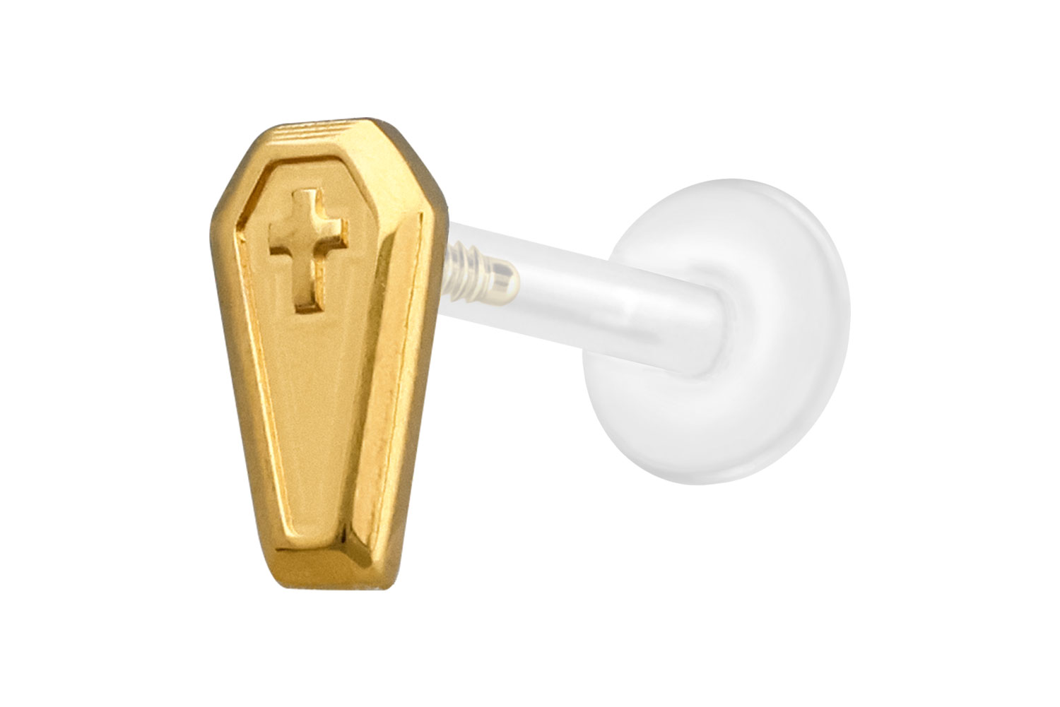 PTFE Labret Piercing mit Innengewinde + Titan-Aufsatz SARG
